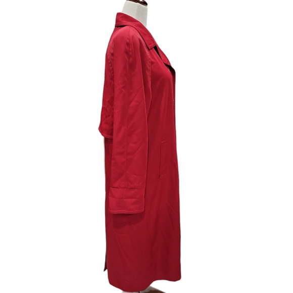 Gallery women's red long maxi full length double breast trenchcoat 10P - Picture 3 of 10